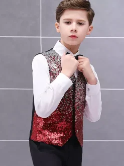 Kids Halloween Costumes Red Halloween Polyester Fiber Polyester Set Kid's Shirt Cravat
