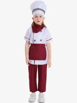 Kids Halloween Costumes Red+White Halloween Polyester Fiber Polyester Set Kid's Hat Pants