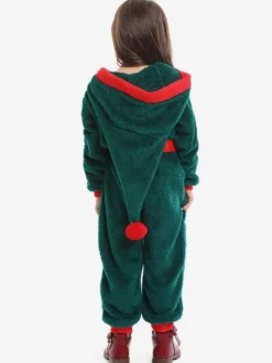 Kids Jumpsuit For Christmas Green Polyester Fiber Christmas Holidays Costumes