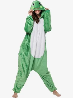 Kigurumi Onesie Pajamas Frog Adult Green Flannel Easy Toilet Winter Sleepwear Animal Costume Carnival onesie pajamas