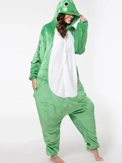 Kigurumi Onesie Pajamas Frog Adult Green Flannel Easy Toilet Winter Sleepwear Animal Costume Carnival onesie pajamas