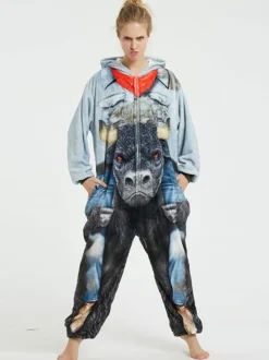 Kigurumi Onesie Pajamas For Adult Baby Blue Polyester Kigurumi Costumes