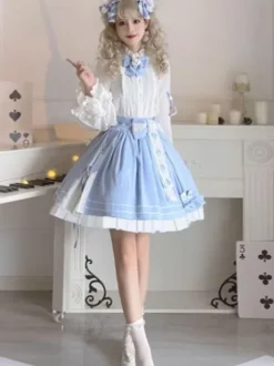 Kimono Lolita Skirt Ruffles Light Sky Blue Lolita Skirts