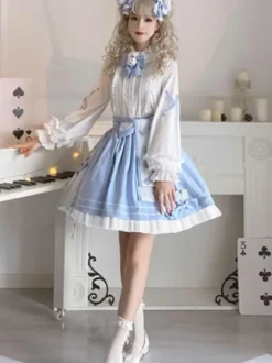 Kimono Lolita Skirt Ruffles Light Sky Blue Lolita Skirts
