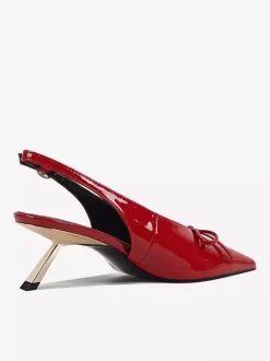 Kitten Heel Pumps Pointed Toe Bow Slip On Prom Shoes
