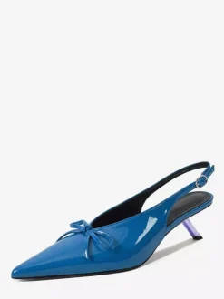 Kitten Heel Pumps Pointed Toe Bow Slip On Prom Shoes
