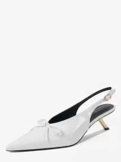 Kitten Heel Pumps Pointed Toe Bow Slip On Prom Shoes
