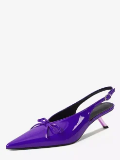Kitten Heel Pumps Pointed Toe Bow Slip On Prom Shoes