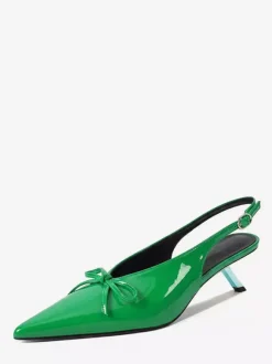 Kitten Heel Pumps Pointed Toe Bow Slip On Prom Shoes
