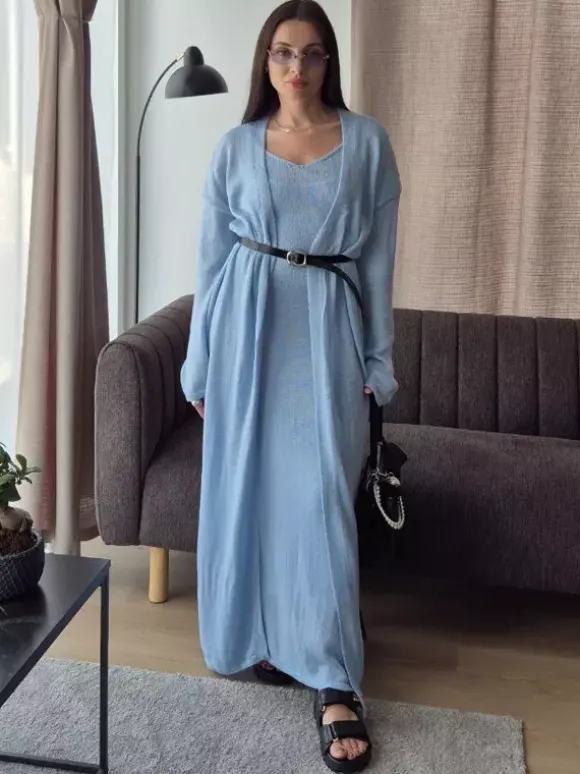 Knit 3-piece Co-ord Set Maxi Dress And Long Cardigan And Slip Dress For Women 2026