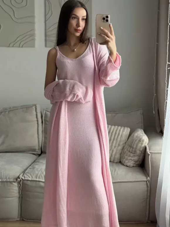 Knit 3-piece Co-ord Set Maxi Dress And Long Cardigan And Slip Dress For Women 2026