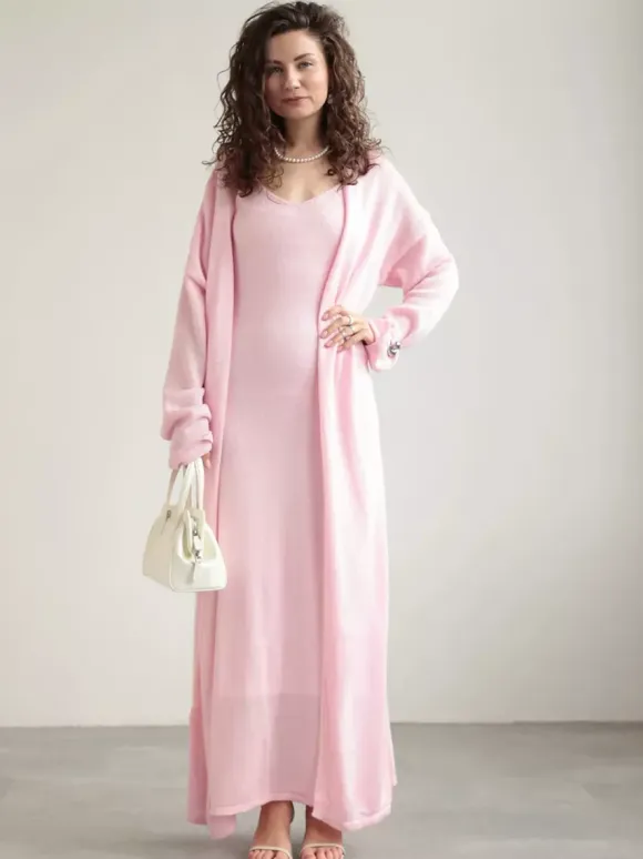 Knit 3-piece Co-ord Set Maxi Dress And Long Cardigan And Slip Dress For Women 2026