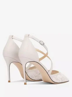 Lace High Heels Women's Pointed Toe Criss Cross Wedding Party Shoes