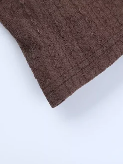 Lace Wrap V Neck Blouse For Women - Brown Vintage Long Sleeve Slim Fit Cropped Top - Spring Casual Daily Wear 2026