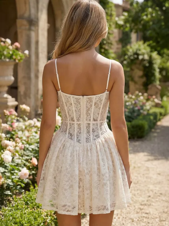 Lace Corset Mini Dress Sweetheart Collar A-line Birthday Party Sexy Strap Dress 2026