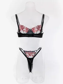 Lace Lingerie Lace Black Ruffled 2-Piece Bra Panty Sets