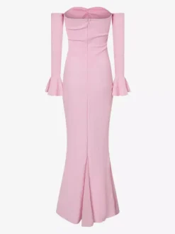 Lace Off Shoulder Maxi Dress For Women - Elegant Trumpet Long Sleeves Mermaid Gown - Spring Formal Evening Party 2026