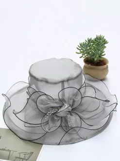 Ladies Fascinator Hats Romantic Organza Silk Flower Tea Party Hats
