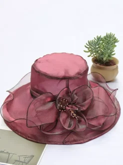 Ladies Fascinator Hats Romantic Organza Silk Flower Tea Party Hats
