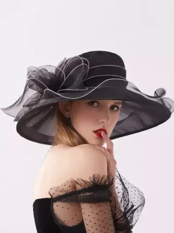 Ladies Fascinator Hats Romantic Organza Silk Flower Tea Party Hats