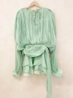 Lantern Sleeve Mini Dress For Women - Pleated Tie Waist Fit Flare - Spring Party Cocktail Outfit 2026