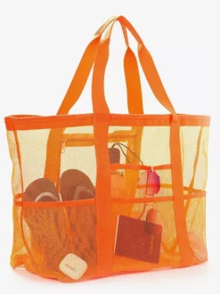 Large Capacity Mesh Beach Bag Multifunctional Travel Portable Shoulder Storage Bag 2026