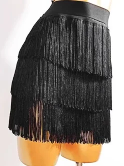 Latin Dance Costume Black Women's Polyester Mini Skirt Sexy Latin Dancer Dancing Wear