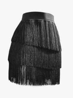 Latin Dance Costume Black Women's Polyester Mini Skirt Sexy Latin Dancer Dancing Wear