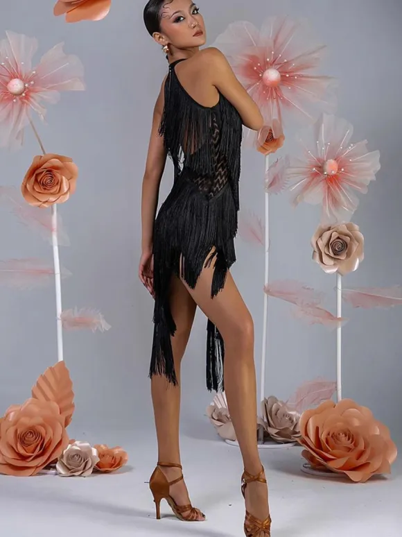 Latin Dance Costume Women Fringe Set Elegant Dress Dancing Costume