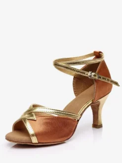 Latin Dance Shoes Black Peep Toe Ballroom Dance Shoes