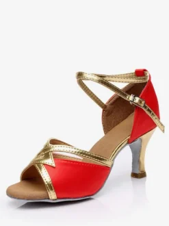 Latin Dance Shoes Black Peep Toe Ballroom Dance Shoes