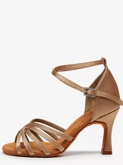 Latin Dance Shoes Nude Peep Toe Ballroom Dance Shoes