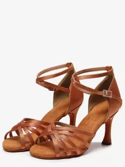Latin Dance Shoes Nude Peep Toe Ballroom Dance Shoes