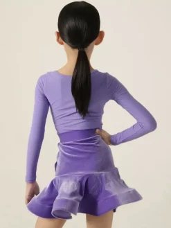 Latin Dance Dresses Purple Girls Women's Long Sleeves Shaping Dress Latin Dance Dresses