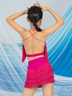 Latin Dance Dresses White Women's Dress Sexy Polyester Top Skirt Dancing Wear