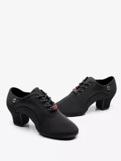 Latin Dance Shoes Polyester Black Closed Toe Women's Dance Shoes