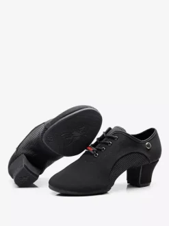 Latin Dance Shoes Polyester Black Closed Toe Women's Dance Shoes