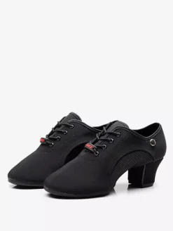 Latin Dance Shoes Polyester Black Closed Toe Women's Dance Shoes