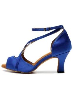 Latin Dance Shoes Red Peep Toe Criss Cross Ballroom Dance Shoes