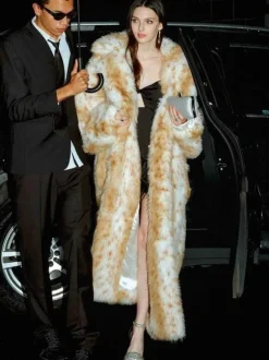 Leopard Faux Fur Coats Eco-friendly Winter Long Jacket For Women 2026
