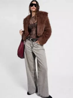 Leopard Print Mesh Slim Fit Long Sleeve Crew Neck Top For Women 2026
