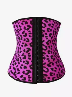 Leopard Floral Print Underbust Corset Front Hook Waist Trainer Cincher