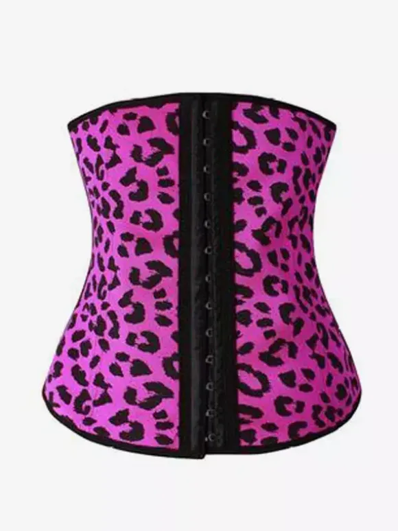 Leopard Floral Print Underbust Corset Front Hook Waist Trainer Cincher