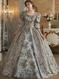 Light Gray Retro Costumes Polyester Dress Women's Royal Marie Antoinette Costume 18th Century Costume