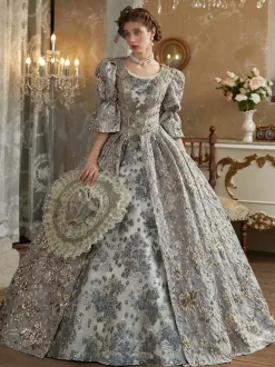 Light Gray Retro Costumes Polyester Dress Women's Royal Marie Antoinette Costume 18th Century Costume
