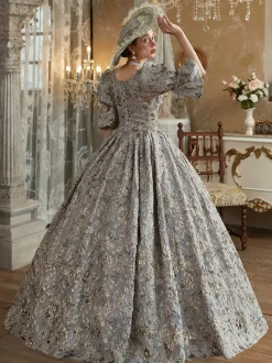 Light Gray Retro Costumes Polyester Dress Women's Royal Marie Antoinette Costume 18th Century Costume