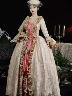 Light Brown Retro Costumes Ruffles Polyester Headwear Women's Retro Marie Antoinette Costume Vintage Clothing