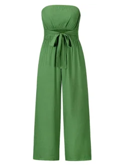 Light Sky Blue Jumpsuit Sleeveless Lace Up Backless Wide Summer Playsuit