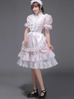 Light Sky Blue Retro Tudor Dress Costumes Women's Ruffles Polyester Tunic Dress Headwear Vintage Marie Antoinette Costume 18th Century Costume