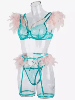 Lingerie Bras Bra For Woman Green 3-Piece Sexy Hot Underwear